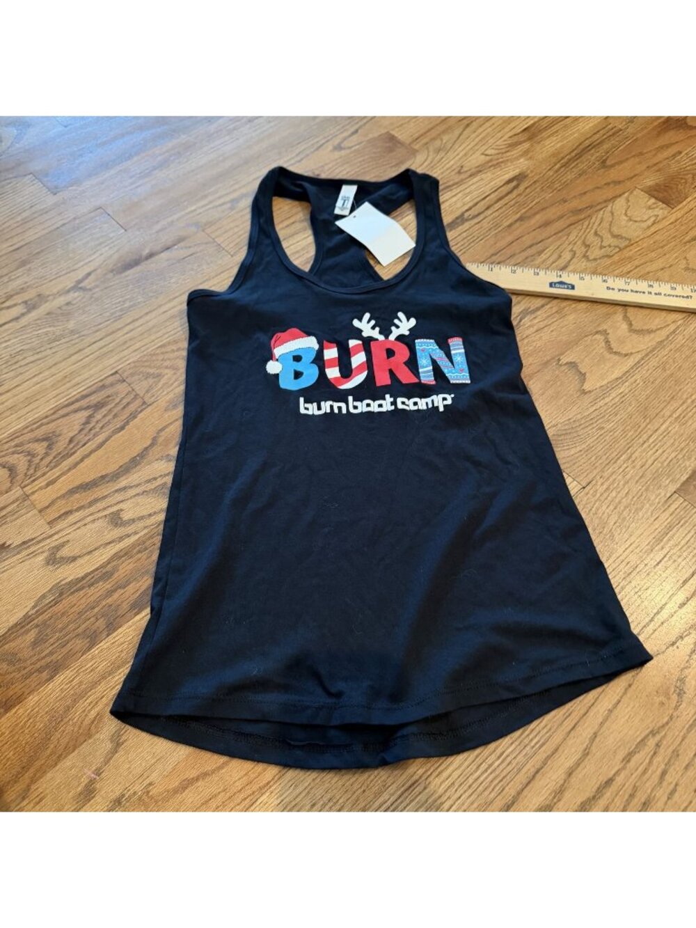 Burn Boot Camp Black Tank Christmas Print New XS